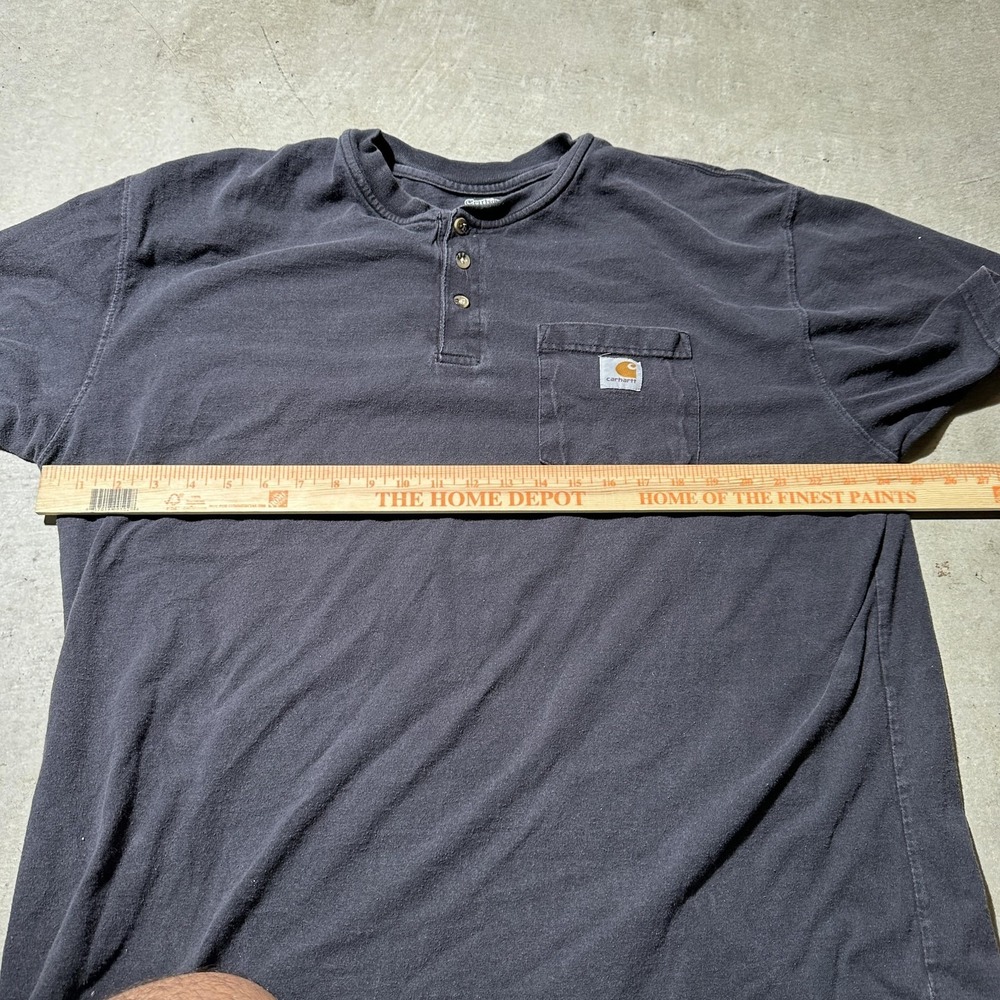 Carhartt Shirt Mens XLT Tall Black Henley Pocket Work T-Shirt Cotton K84 BLK - Picture 10 of 13